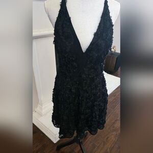 Xscape 3D Embellishment  Black Lace Mini Dress Size 10